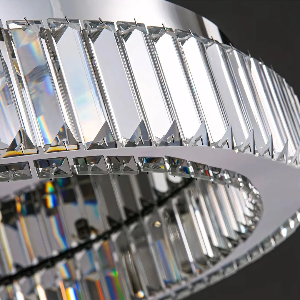 Toolight Toolight, krištáľové stropné svietidlo 40cm, 24W, 4000K, 1120lm, APP1742-C, chrómová, OSW-09306