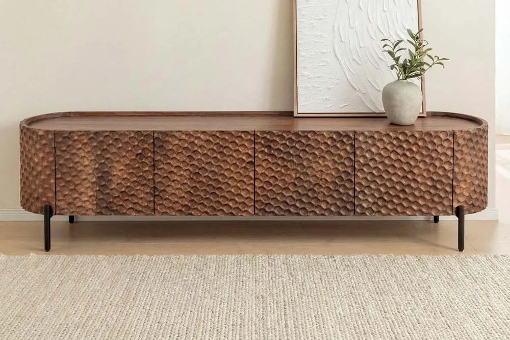 Dizajnový TV stolík Zaxson 200 cm hnedé mango