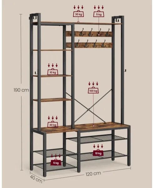 Stojanový vešiak NAVOR hnedá/čierna