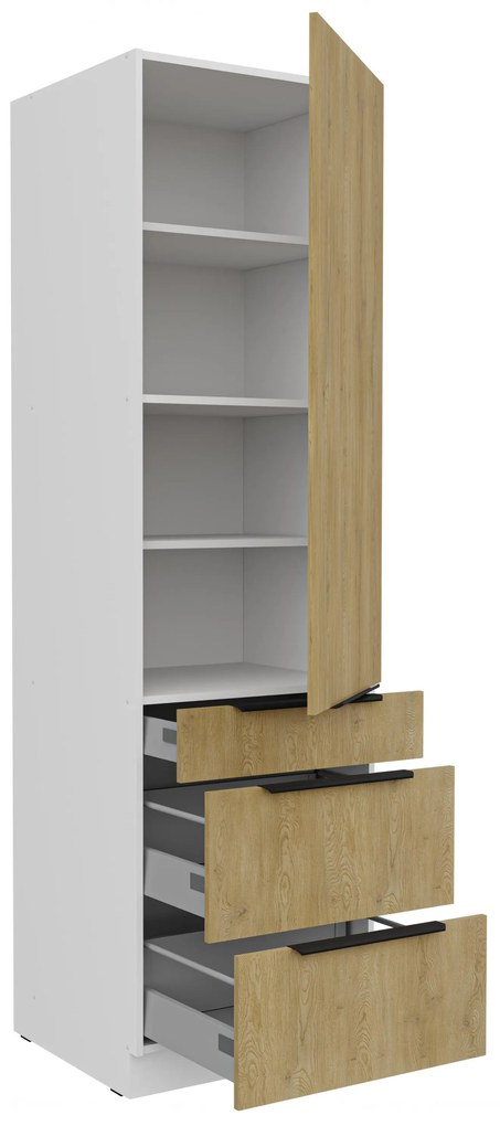Potravinová kuchynská skrinka Carminia 60 DKS-210 3S1F PREMIUM BOX (dub cremona + biela). Akcia -20%. Vlastná spoľahlivá doprava až k Vám domov. 1128078