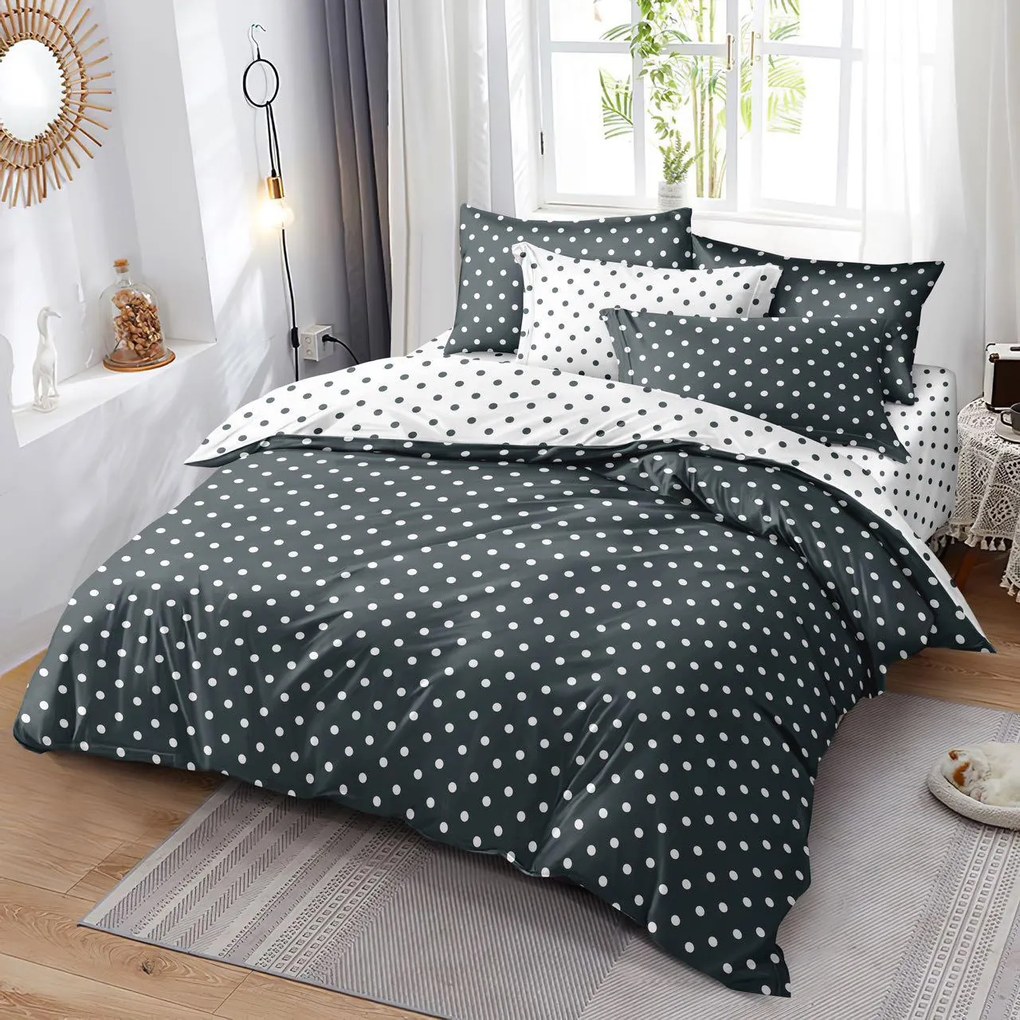 Sendia Textil BODKA tmavosivá-biela obojstranné foto obliečky Rozmer obliečok: 140x200 cm, Obsah balenia: 7 Set Balenie