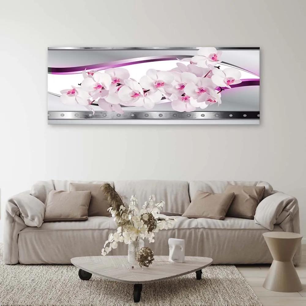 Obraz na plátně Růžová orchidej Květina - 150x50 cm