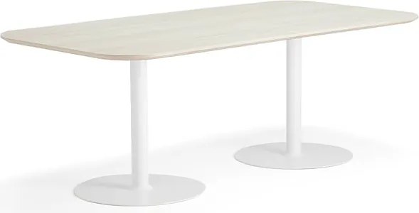 Stôl METRIC, zaoblené rohy, 2000x1000x720 mm, biela/jaseň