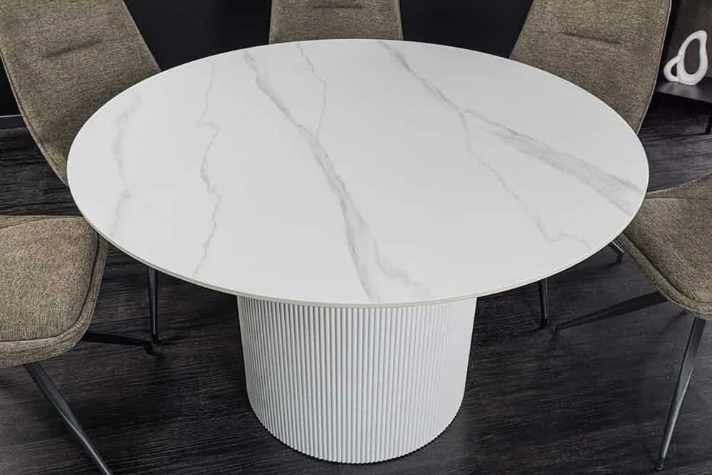 Okrúhly jedálenský stôl Parthenia 120 cm vzor biely mramor