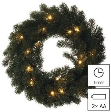EMOS Vianočný dekoratívny veniec so svetlami LED, teplá biela, 2xAA, 40 cm, časovač