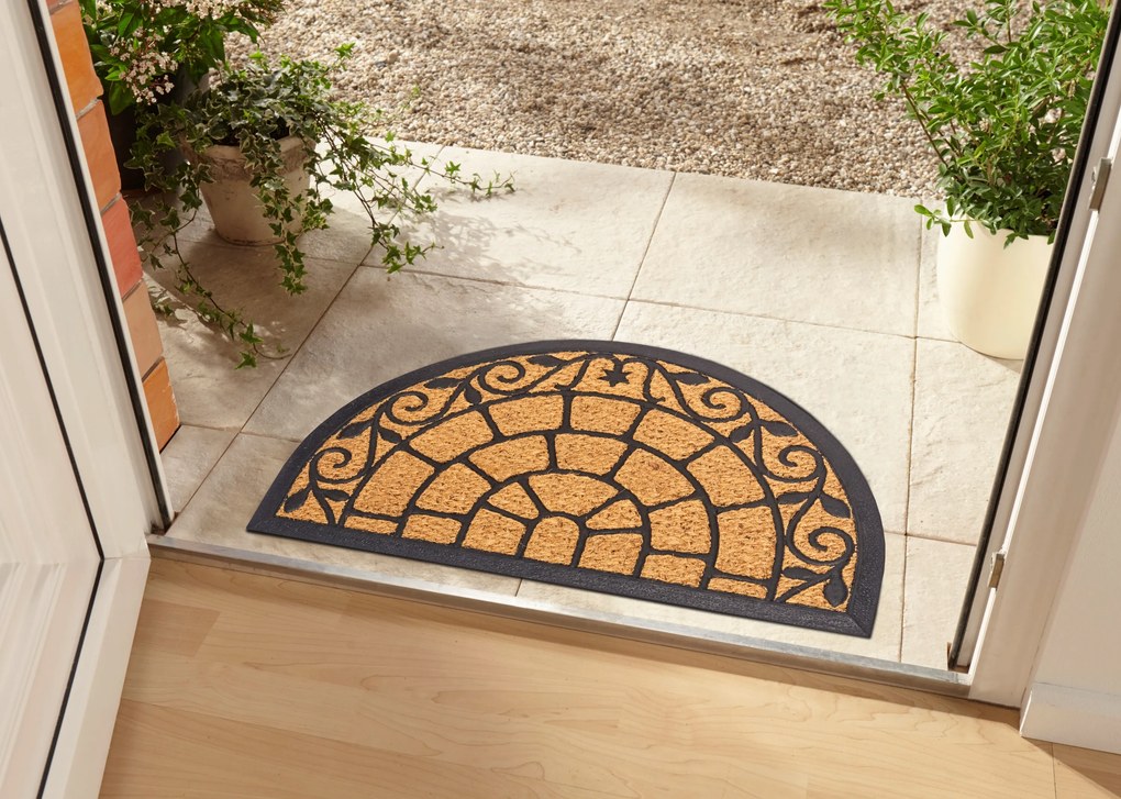 Hanse Home 45x75 polkruh Rohožka Mix Mats Cocos 105559 - na von aj na doma, hnedá, chodba / predsieň