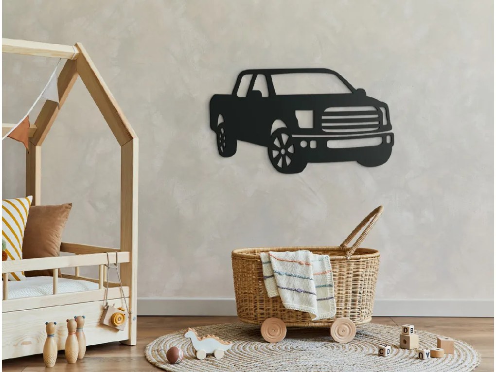 drevko Drevená nálepka do detskej izby Pick-up Rozmer obrazu: 25,5 x 44,5 cm, Farba dekorácie: Čierna
