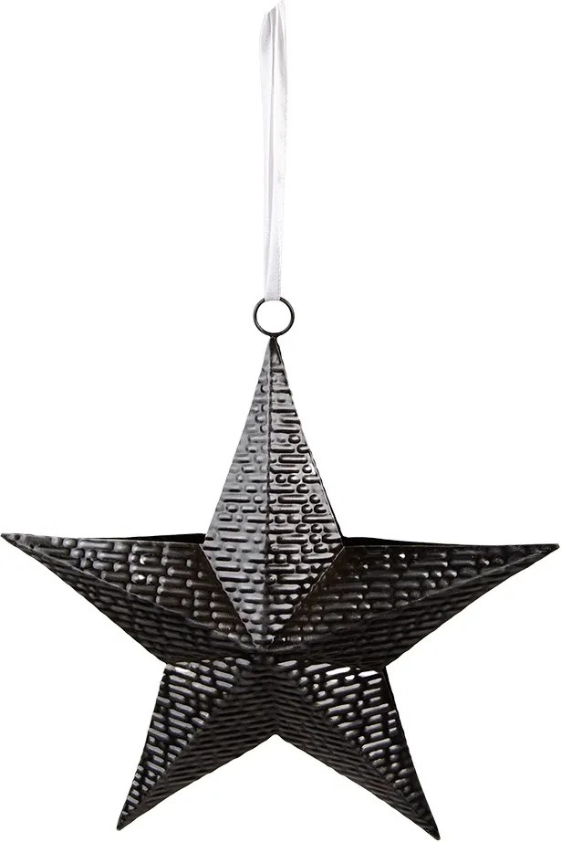 Čierna antik závesná kovová hviezda - 25*6*27 cm