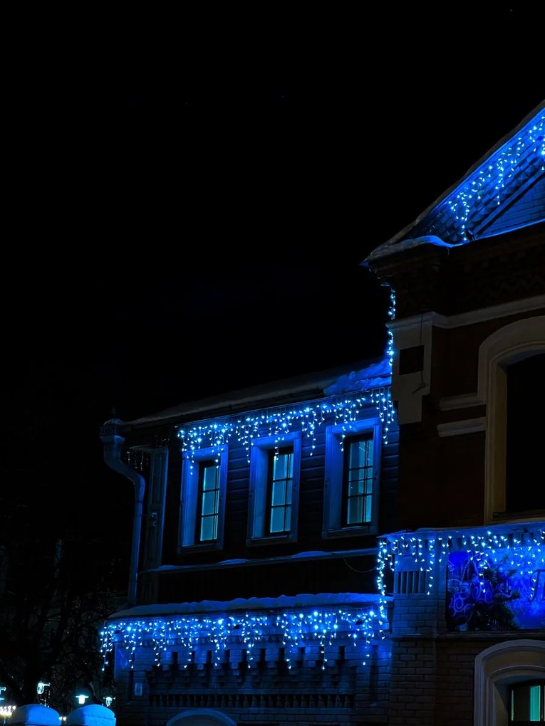 Vianočné svetielka LED záclona FLASH modrá 500 LED