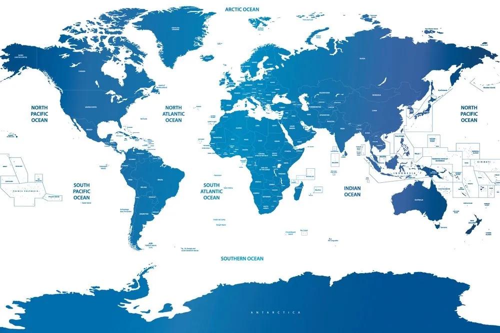 Samolepiaca tapeta mapa sveta s jednotlivými štátmi - 225x150