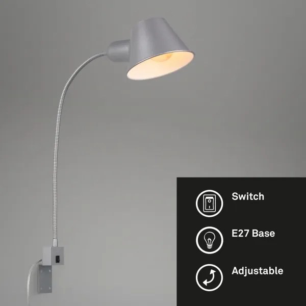 Briloner 2079-014 - Nástenná flexibilná lampa 1xE27/10W/230V strieborná