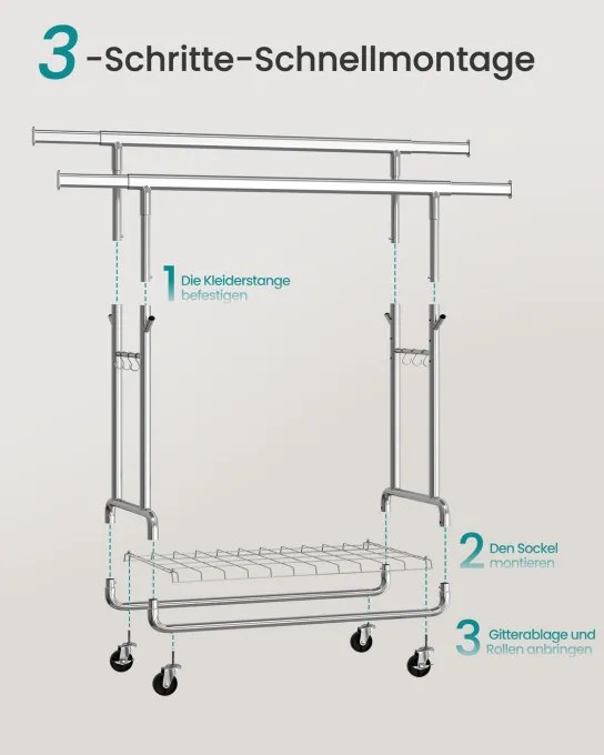 Vešiakový stojan na kolieskach HSR015E01
