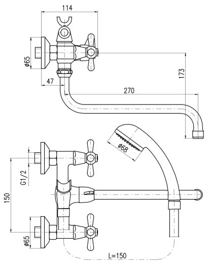 RAV Slezák MK153.5/1 - Vaňová súprava s batériou MORAVA lesklý chróm