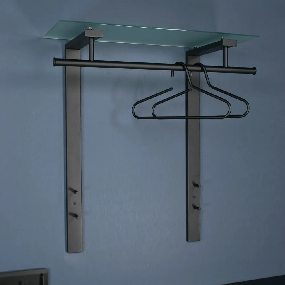 Čierny kovový nástenný vešiak s poličkou 80 cm Dutch – Spinder Design