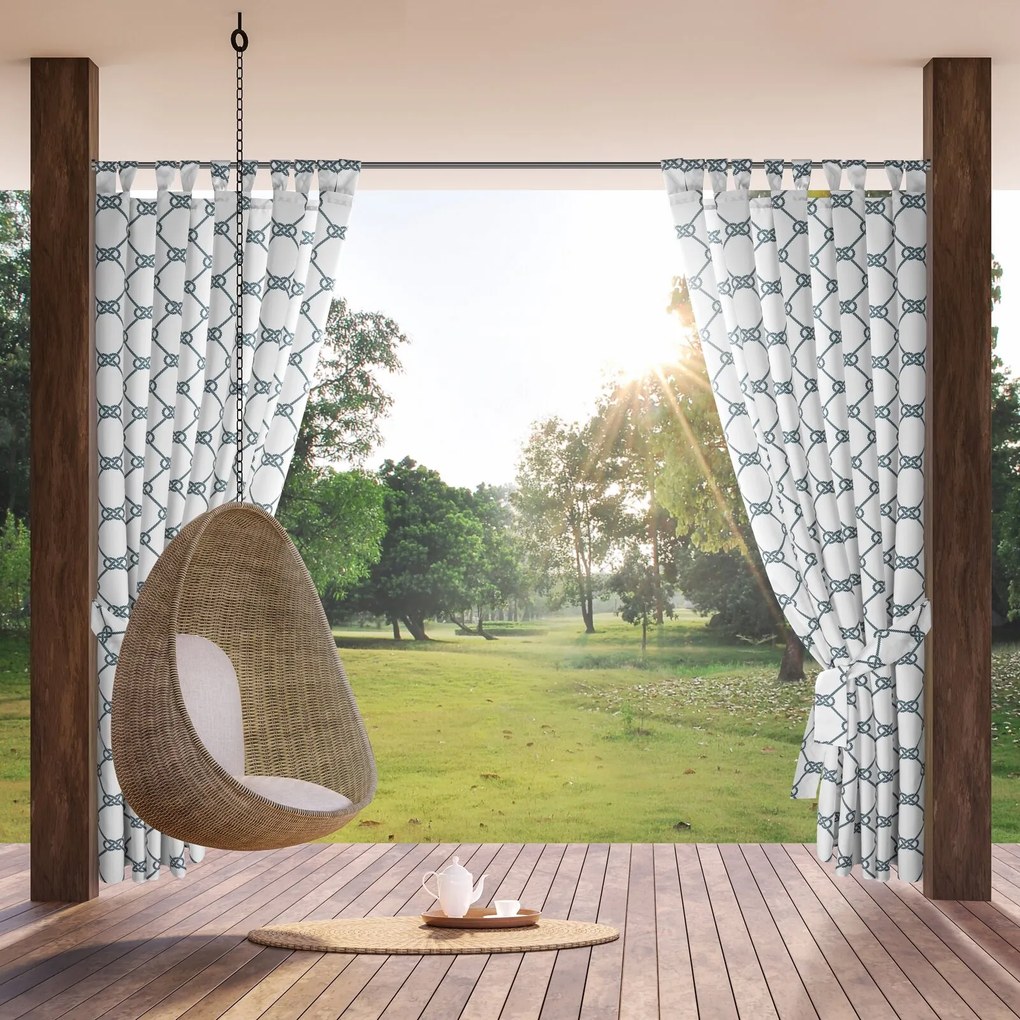 ZÁHRADNÝ VODEODOLNÝ ZÁVES NA PÚTKACH GARDEN 155X220 CM VZOROVANÁ