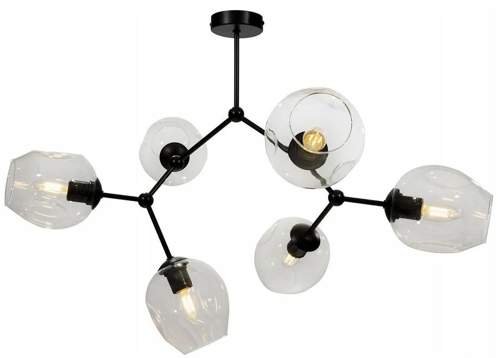 Stropné svietidlo Praga Dna, 6x sklenené tienidlo (mix 3 farieb)