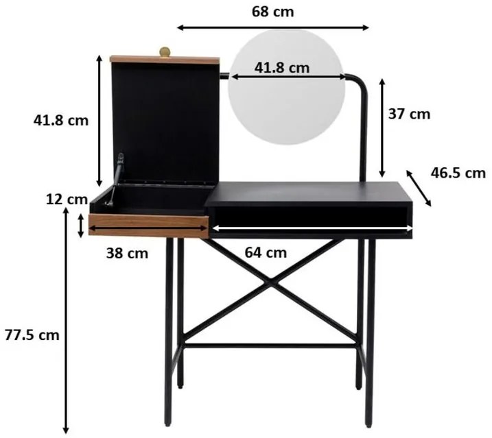 Elegantný toaletný stolík VELDER 103x112 cm čierny, orechové drevo