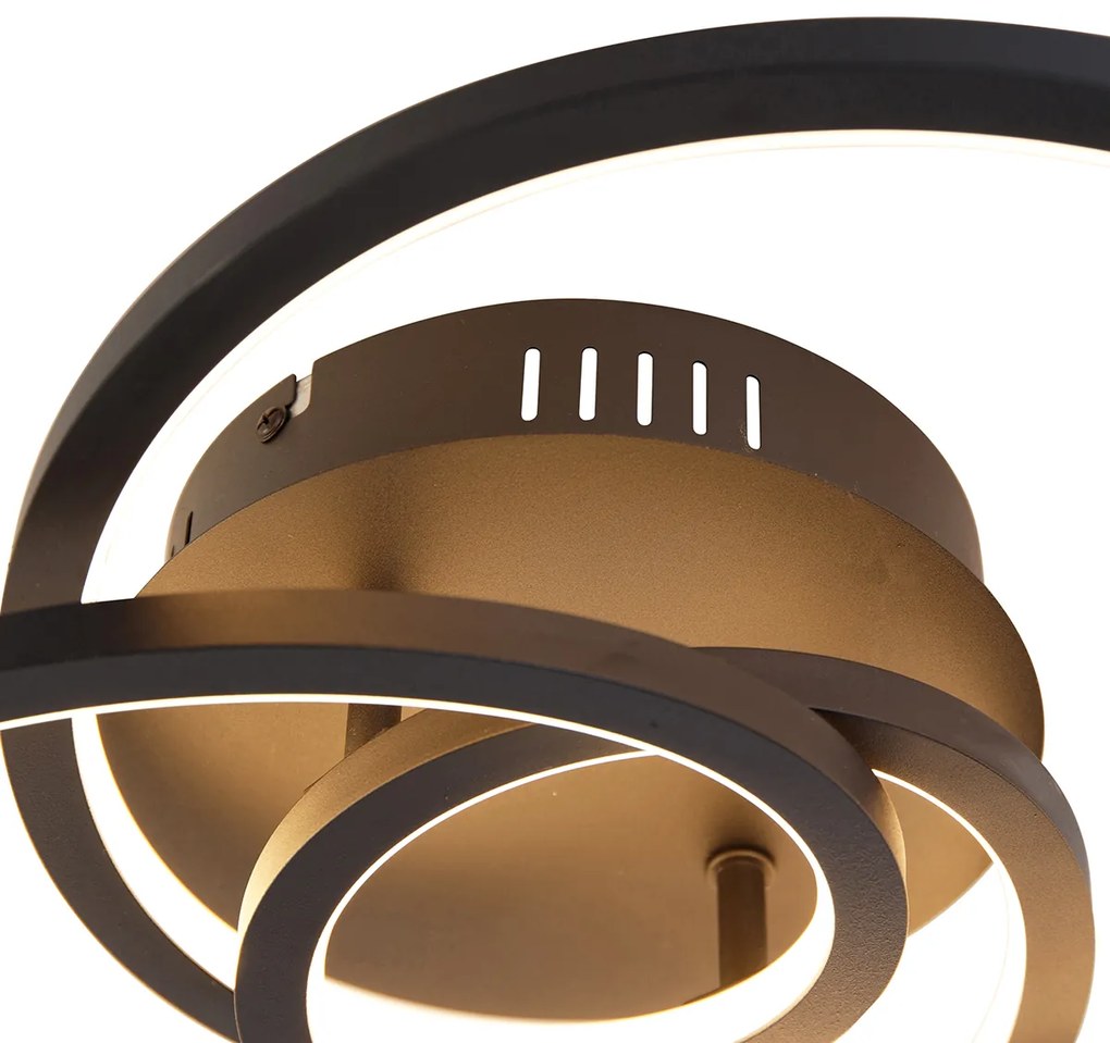 Stropné svietidlo čierne 45 cm vrátane LED 3-stupňové stmievateľné - Rowin