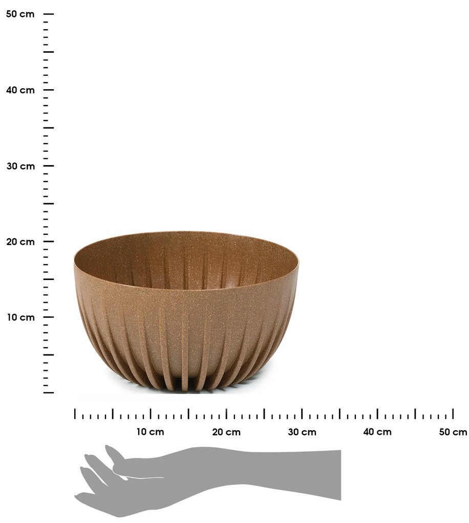 PLASTOVÝ KVETINÁČ STRIPPED ECO 16X30 CM HNEDÁ