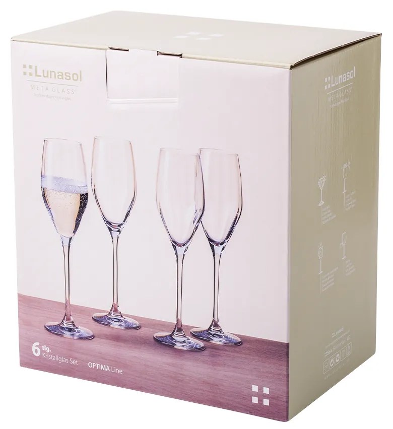 Poháre na šampanské 170 ml 6 ks — Optima Line Glas Lunasol - 322823
