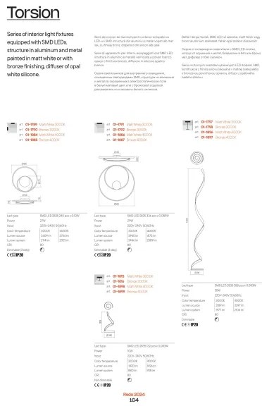 Redo 01-1793 - LED Stmievateľný luster na lanku TORSION LED/29W/230V biela