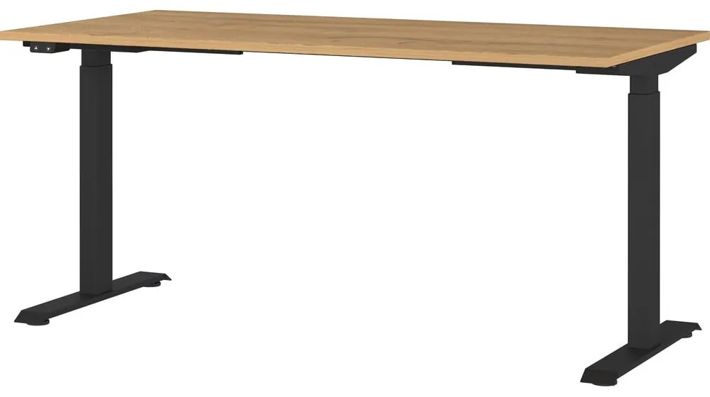 Polohovací pracovný stôl s elektricky nastaviteľnou výškou s doskou v dubovom dekore 80x160 cm Agenda – Germania