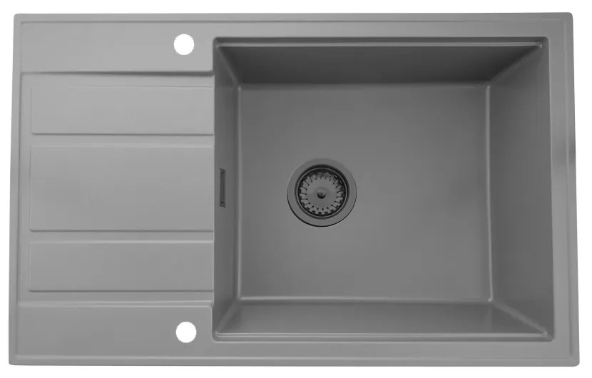 Sink Quality Ferrum New 8010, 1-komorový granitový drez 800x500x210 mm + grafitový sifón, šedá, SKQ-FER.8010.G.XB
