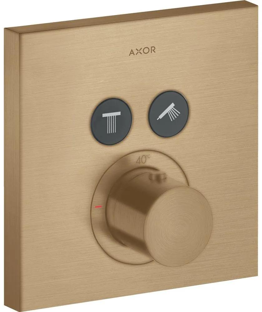 AXOR ShowerSelect termostat s podomietkovou inštaláciou, rozeta Square, pre 2 spotrebiče, kartáčovaný bronz, 36715140
