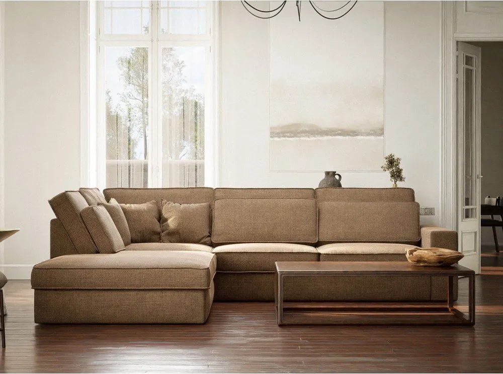 Svetlohnedá ženilková rohová pohovka (ľavý roh/do L) Kirou – Maison de Rêve