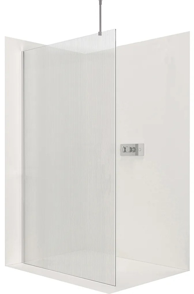 CERANO - Sprchová zástena Walk-in Onyx Top L/P - guľatá vzpera - chróm, ryhované sklo - 100x200 cm, CER-CER-8050BD1581