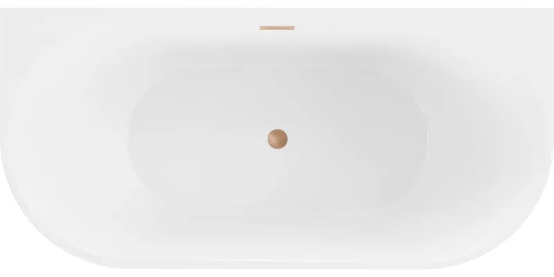 Mexen Oval, voľne stojaca nástenná vaňa 150 x 75 cm, biela-čierna, medený prepad, 52671507575-65