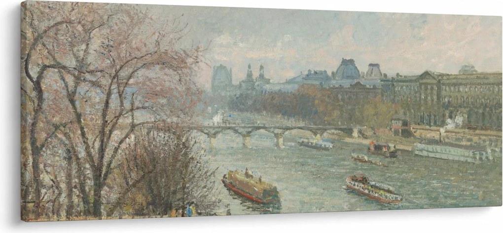 Obraz - Camille Pissarro, The Louvre, Afternoon, Rainy Weather, reprodukcia (120x50 cm)