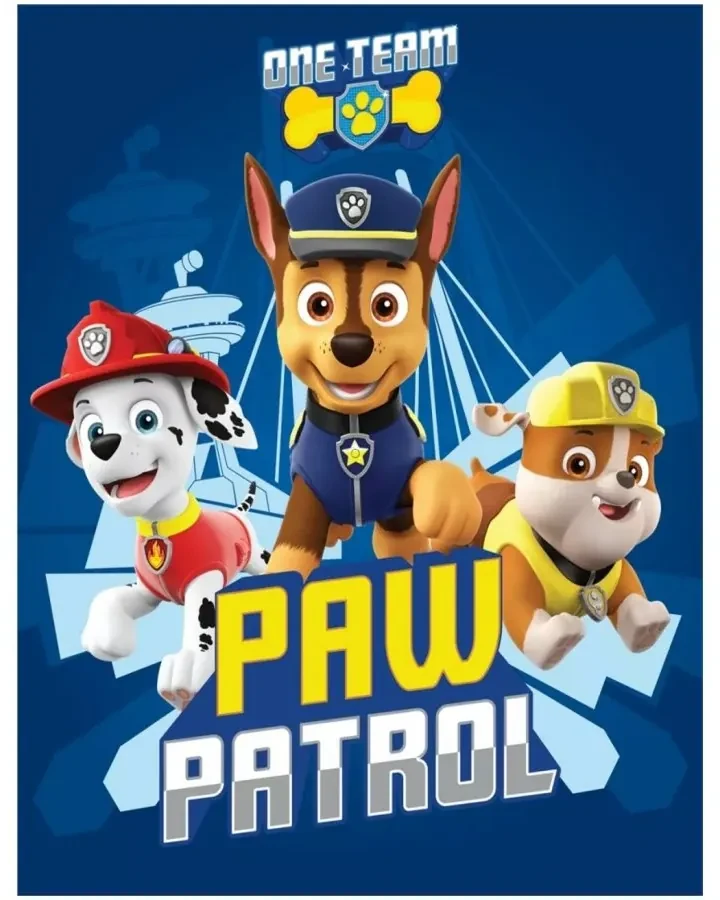 Fleecová deka Labková patrola - Paw Patrol - motív One Team - 100 x 140 cm