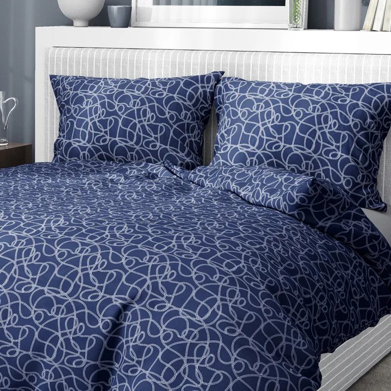 Goldea bavlnené posteľné obliečky - vzor 931 námornícka laná na tmavo modrom 140 x 200 a 70 x 90 cm