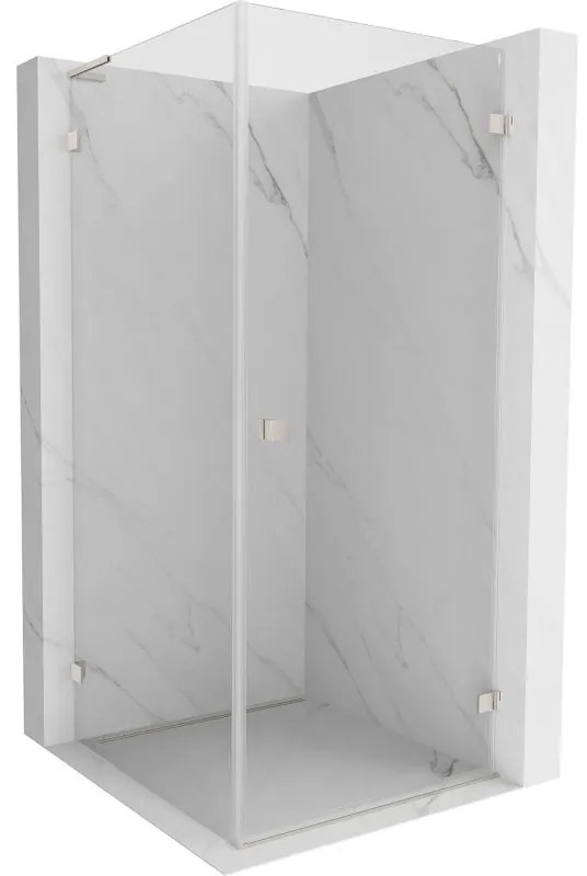 Mexen Lunar-B L výklopný sprchový kút pravý 80 x 80 cm, číre sklo, brúsená oceľ, 832L-080-080-97-00-P