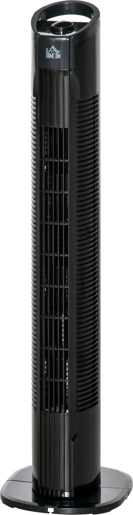 HOMCOM Moderný Stĺpový Ventilátor, 3 Rýchlosti s 70° Osciláciou, Stĺpový Ventilátor s Okruhlým Podstavcom a Držadlom, 50W, Ø 20 x 78,5 cm, čierny | Ao