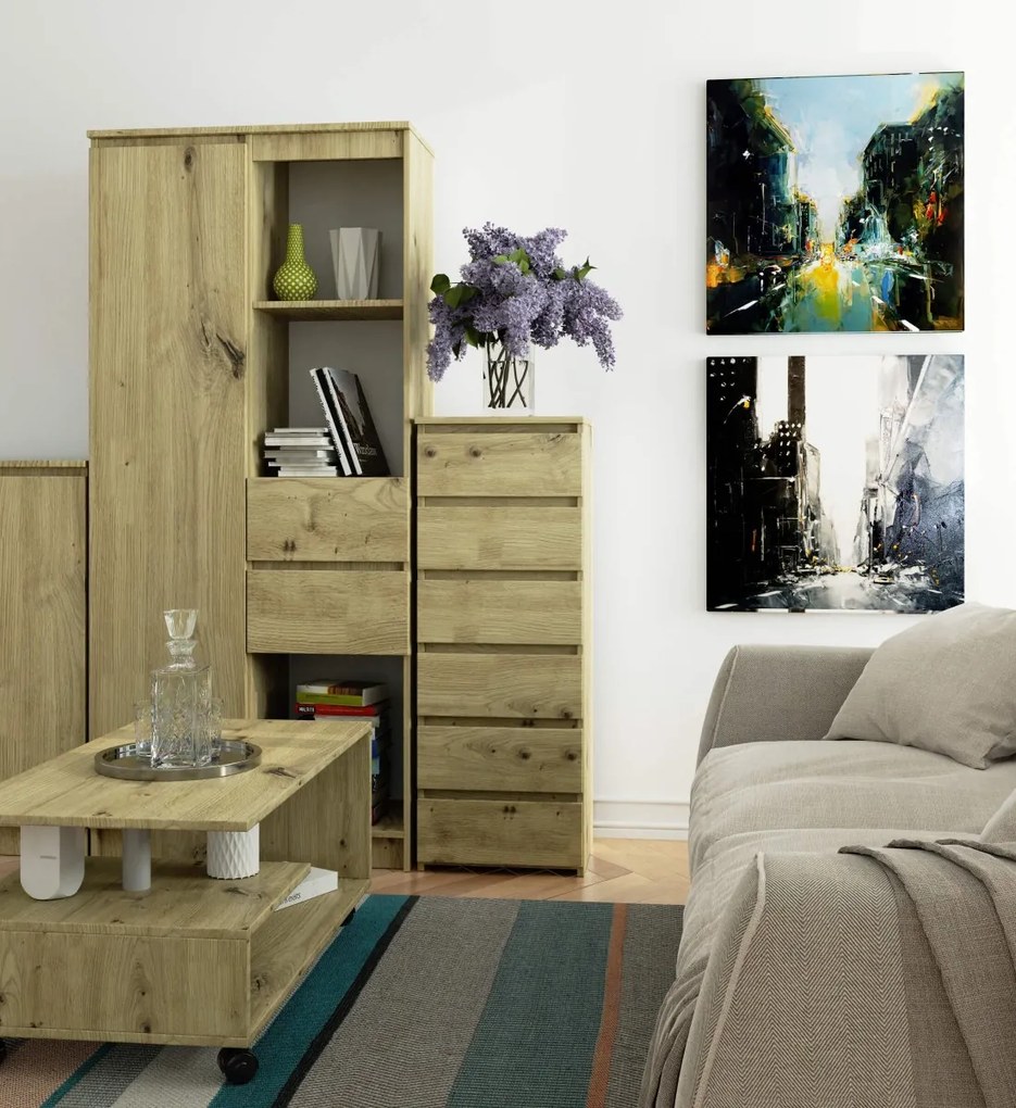 Ak furniture Komoda CL6 40 cm so 6 zásuvkami dub artisan