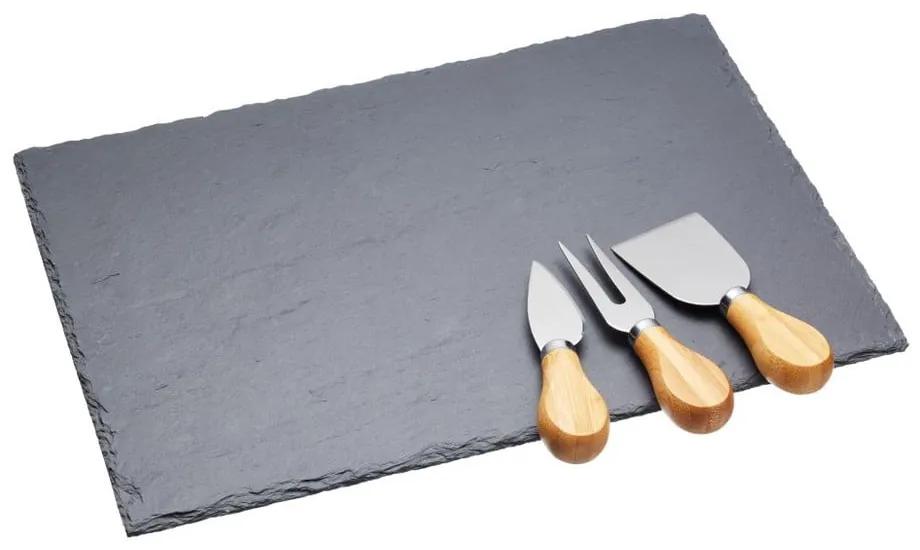 Sada nožov na syr a bridlicovej dosky Kitchen Craft, 35 x 25 cm