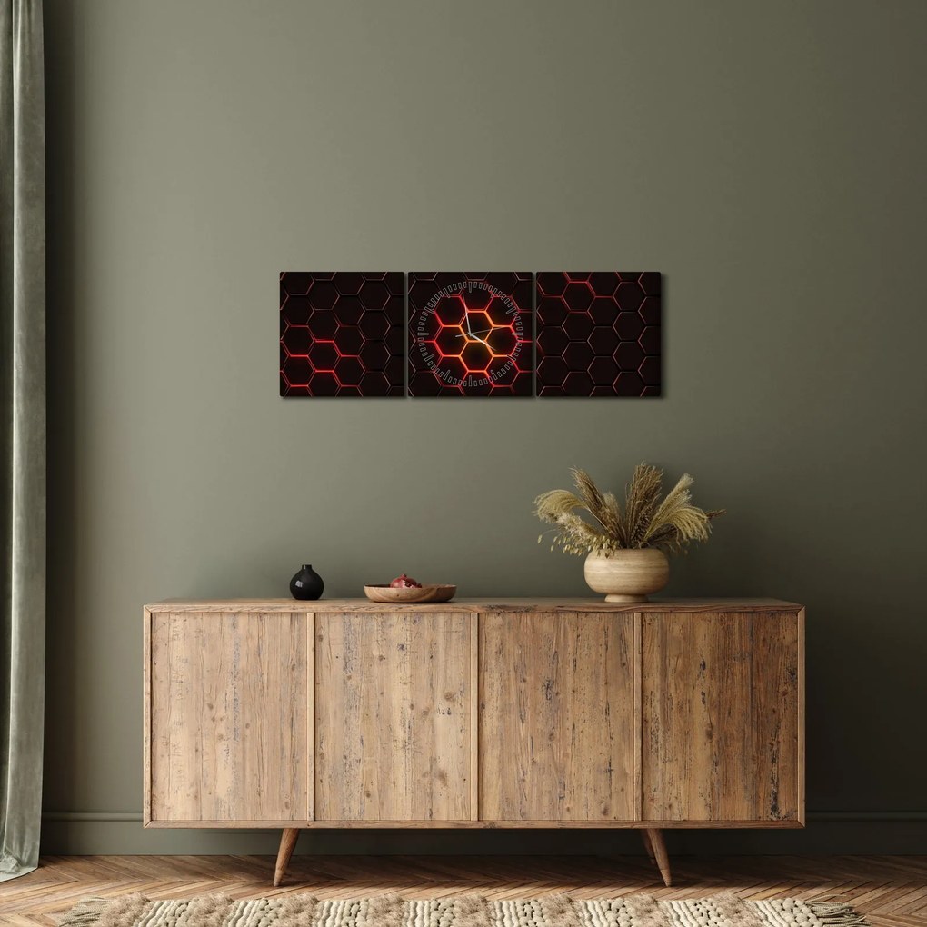 Obraz pletiva (s hodinami) (90x30 cm)