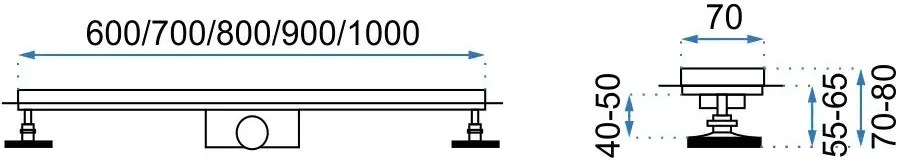 Rea Neo Pure Pro, lineárny odtokový žľab 2v1 s 360stupňovým sifónom 70cm, medená kartáčovaná, REA-G8021