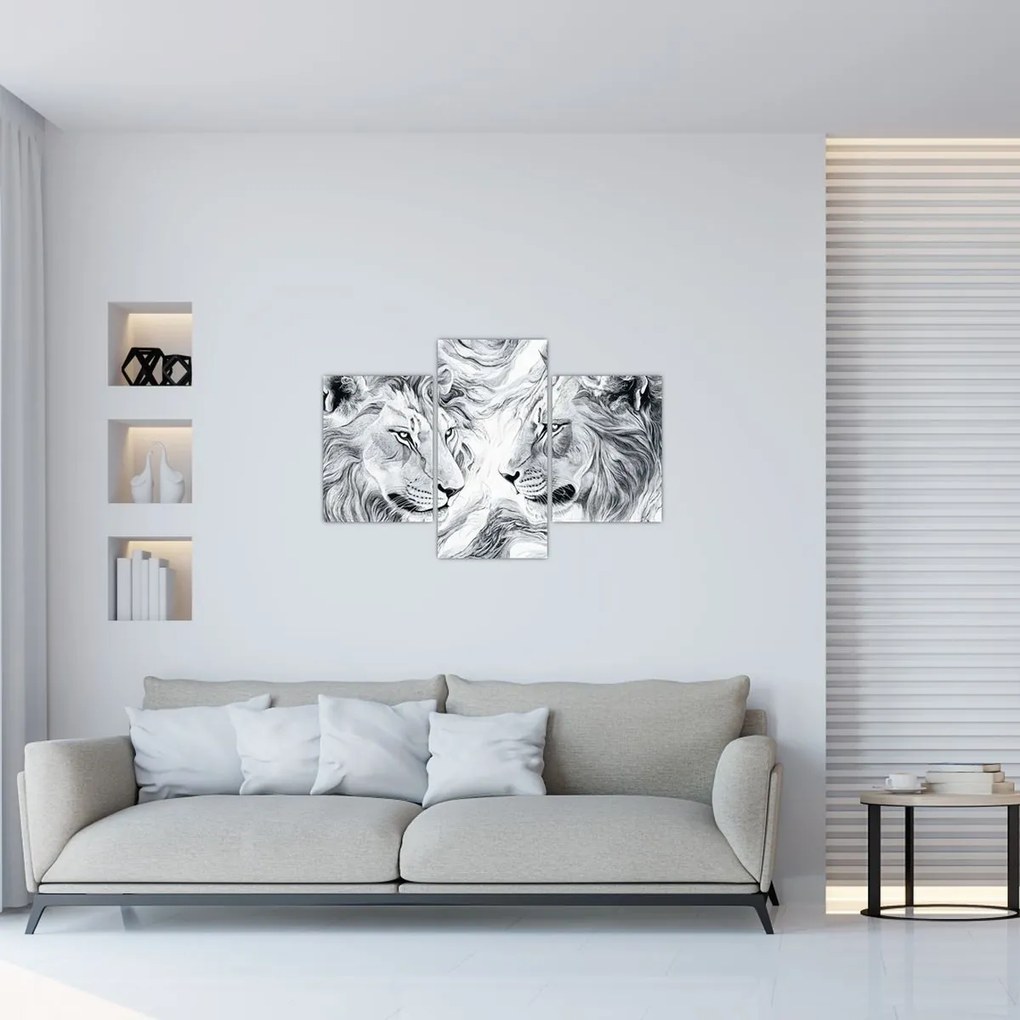 Obraz - Kreslené levie hlavy (90x60 cm)