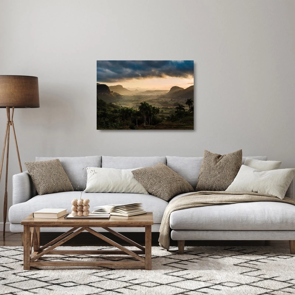 Sklenený obraz - Kubánske vrcholky (70x50 cm)