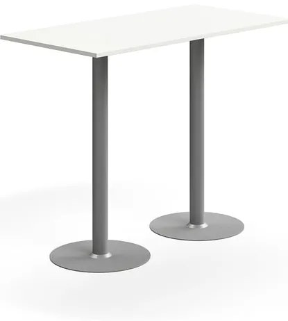 Barový stôl ALVA, 1400x700x1100 mm, HPL, strieborná/biela