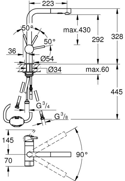 GROHE 31558GN0 - Drezová batéria A zlatá