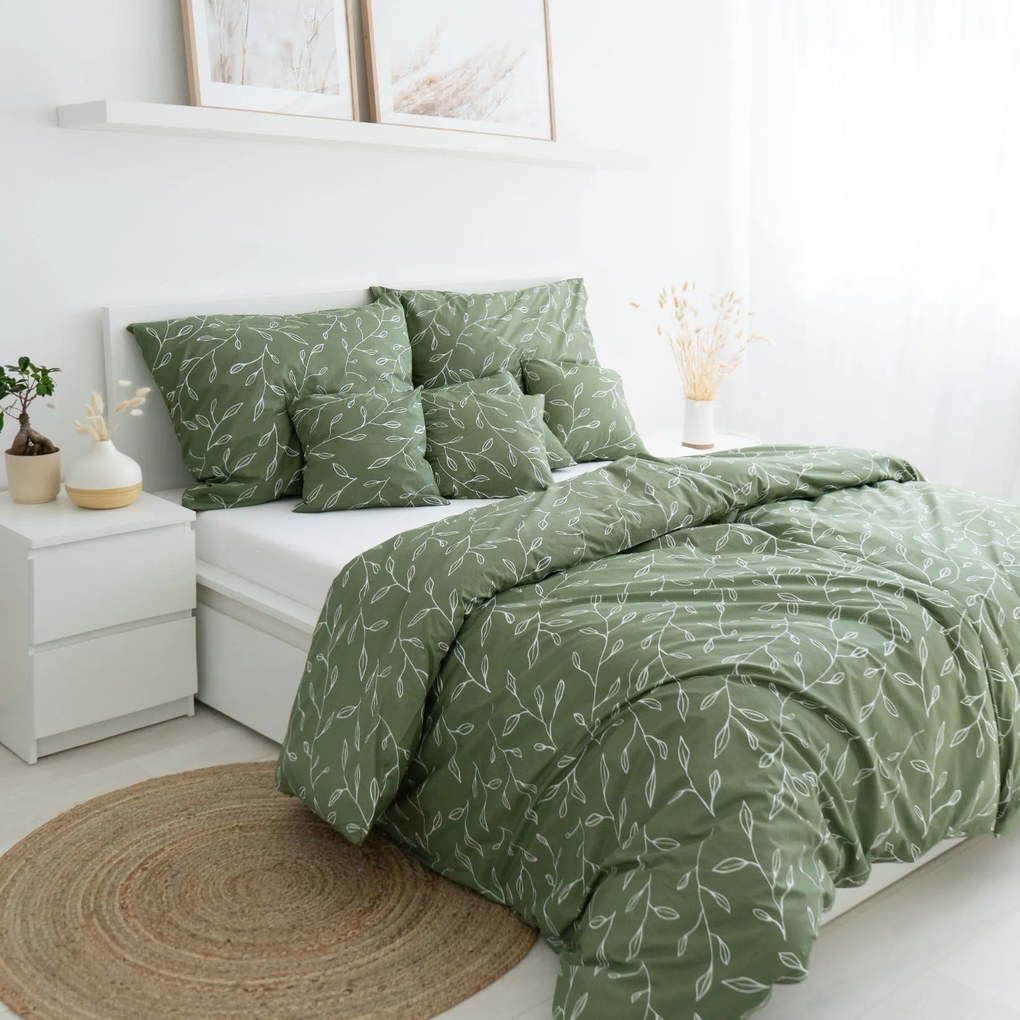 Goldea bavlnené posteľné obliečky - čajové lístky 150 x 200 a 50 x 60 cm