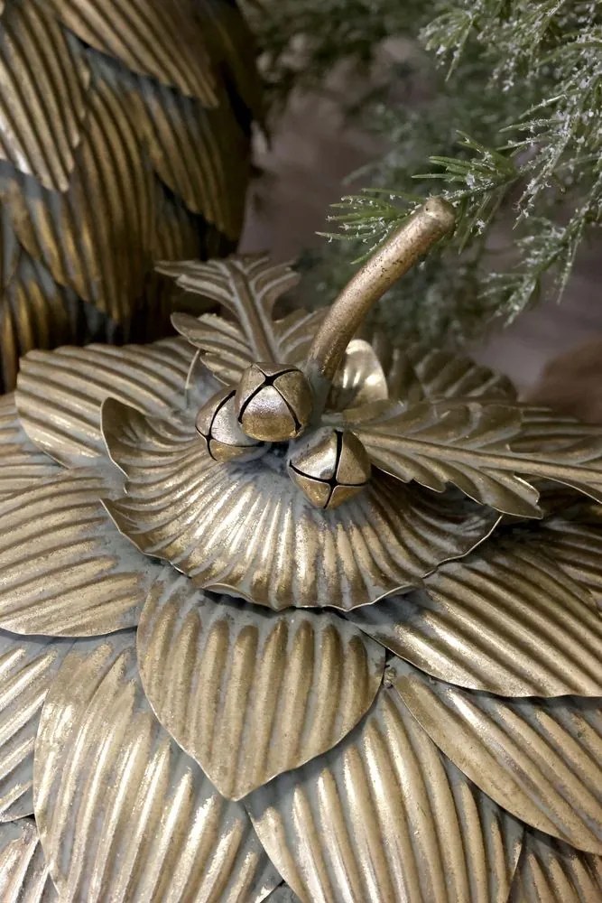 Elegantná kovová dekorácia šiška v antik mosadze - 31*47 cm