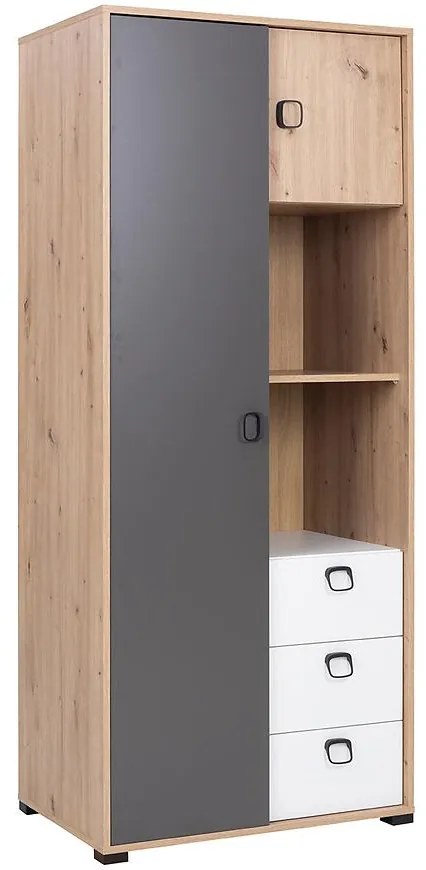 Skriňa Kevin 2 artisan/grafit/biela