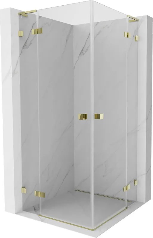 Mexen Lunar, L Duo výklopný sprchový kút 85 x 85 cm, 8mm číre sklo, zlatý profil, 834L-085L-085P-50-00