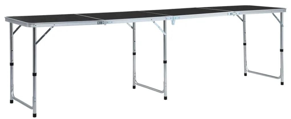 Skladací kempingový stôl sivý 240x60 cm hliníkový