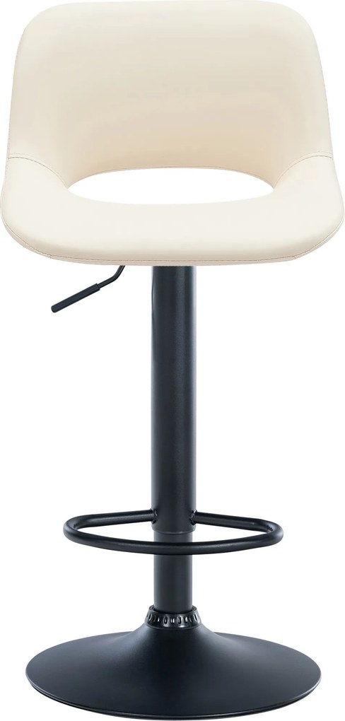 Barová stolička Camden - koženka, čierny rám - Krémová